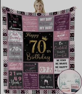 70th Birthday Blanket with Gift Box for Women 50x60” - Picture 1 of 3