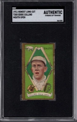 1911 T205 Honest Long Cut EDDIE COLLINS (HOF) Mouth Open SGC AUTHENTIC Phila A'S - Image 1 of 2