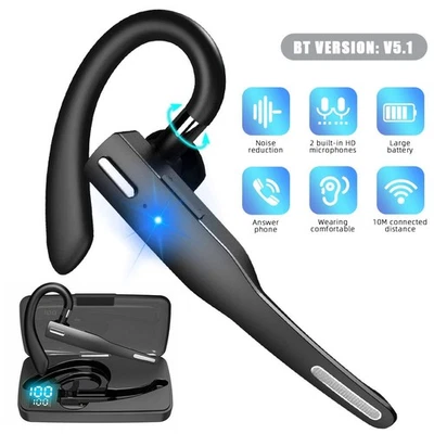 Bluetooth Ohrhörer Kopfhörer Stereo Kabellos Einohr Auto Headset mit Mikrofon - Bild 1 von 4