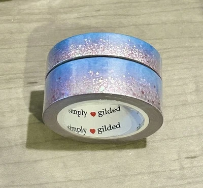 Новый просто позолоченный синий и фиолетовый звездной пыли washi ленты 10 и 15 мм рулонов новый в упаковке - Изображение 1 из 2