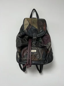 Vintage 80er Leder Patchwork Rucksack seltene Taschen mehrfarbig Y2k Style One Size - Bild 1 von 21