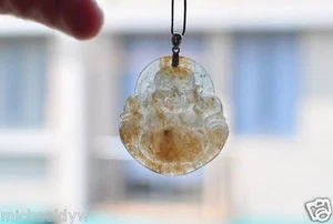 Colgante Buda Feliz Jadeíta Jade Jade Jade Natural Tipo A Fino Certificado 18K - Imagen 1 de 9
