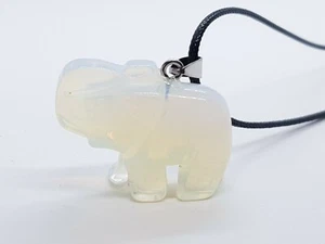 Opal Necklace Elephant Pendant Thick Chunky Healing Stone Chakra Reiki Opalite - Picture 1 of 12