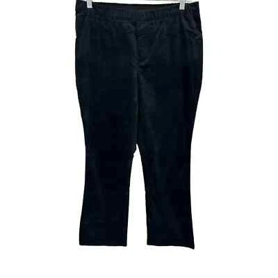 Pantalones para mujer Isaac Mizrahi altos de terciopelo de longitud completa bootcut negros lisos talla 4T Foto 1 de 2