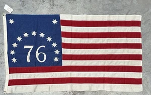 Rare Vintage “76” Bennington Bicentennial USA Flag Sewn Stripes Printed Stars GC - Picture 1 of 2