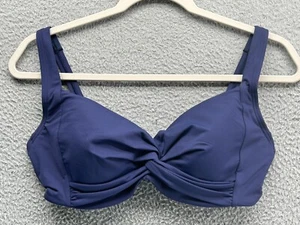 $60 New Lands' End Women's DD-Cup Twist Front Underwire Bikini Swim Top Blue 6 - Picture 1 of 7