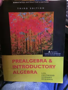 Prealgebra and Introductory Algebra (PEARSON) INSTRUCTOR'S EDITION 3RD EDITION - Picture 1 of 1