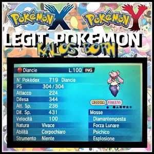 KB Legit Pokemon X Y • 2014 LEGIT EVENT TOTAL WALL Diancie 4IV KALOS BORN LV100 - Foto 1 di 1