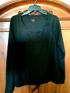 Three Dots Drawstring Bottom Tee XL Excellent Black Made In USA - Picture 1 of 1