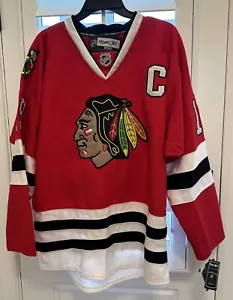 Chicago Blackhawks Toews Reebok Jersey SZ 48 Fighting Strap NHL Center Ice NWT - Picture 1 of 6