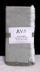 HELLGRAU MIT FRANSEN 18" QUADRATISCHE BAUMWOLLSERVIETTEN VON AVA (6) - Bild 1 von 2