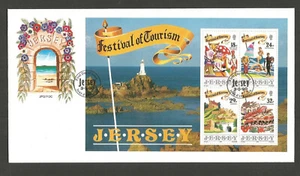 JERSEY 1990 TOURISM MINIATURE SHEET on UNADDRESSED FIRST DAY COVER - Picture 1 of 1
