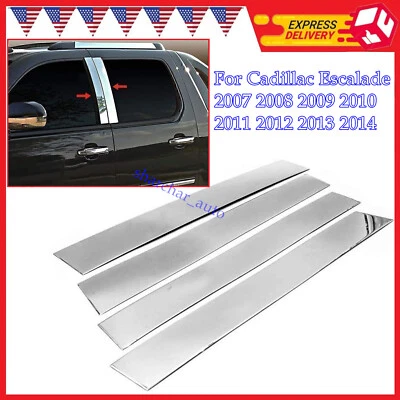4PC Chrome Pillar Posts Door Trim For 2007-2014 Cadillac Escalade ESV EXT SUV - Image 1 of 4