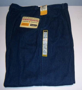 Haggar Relax 40W 30L Comfort Elastic Waist Pleated Casual Washed Denim Jeans NWT - Picture 1 of 6