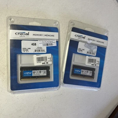 Pair Of Crucial CT4G4SFS824A.C8FHP 4GB DDR4-2400 PC4-2400T SODIMM Laptop Ram - Image 1 of 3