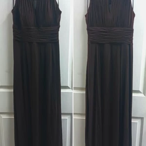 SANGRIA CHOCOLATE BROWN MAXI FORMAL LONG DRESS WITH ZIP SIDE SIZE 10 - Picture 1 of 11