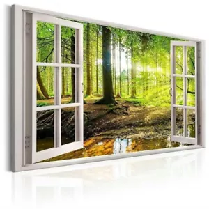 Bilder Leinwand Fenster Blick Wald auf Rahmen Wandbild Visario Bild 5001 - Bild 1 von 1