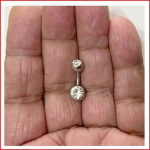 PIERCING IN ACCIAIO CHIRURGICO PIÙ CORTO 8 mm lunghezza con DUE GRANDI GEMME VCH. - Foto 1 di 7