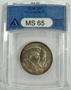 1924 Huguenot 50c Commemorative Half Dollar ANACS MS-65 - Picture 1 of 2