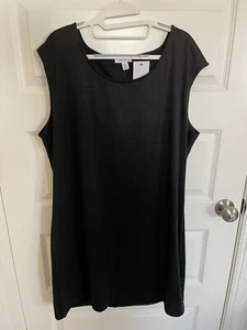 Nine West schwarzes knielanges Kleid Flügelärmel U-Ausschnitt Gr. XXL - Bild 1 von 4