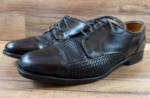 Allen Edmonds Lauderdale Black Woven Leather Cap Toe Oxford Dress Shoes Size 9 - Picture 1 of 16