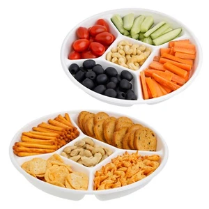 Sugarcane Compartment Trays Plates - 50-Pack Eco-Friendly, White, 10-Inch - Picture 1 of 9