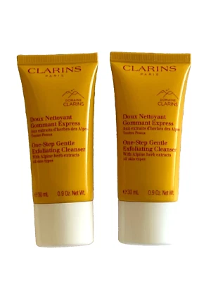 Limpiador exfoliante suave Clarins One-Step 2 piezas todo tipo de piel 0,9 oz ea SELLADO Foto 1 de 4
