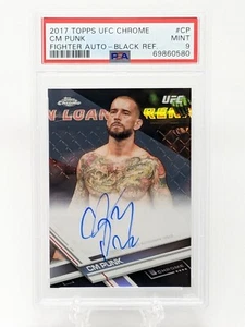 CM Punk 2017 Topps UFC Chrome Fighter Auto Black Refractor /10 PSA 9 Low Pop! - Picture 1 of 4