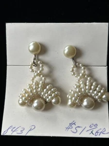 Vintage 50er Jahre - SAMENPERLEN Kunstperlen Schraubverschluss OHRRINGE - Bild 1 von 3