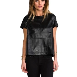 T-shirt donna Revolve Functional Atomic Leather nuova senza etichette con pannello ritagliata manica corta - Foto 1 di 5