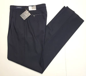 $215 New BALLIN Manchester Pleated Dress Pants Men 32 Navy Blue Super 120's Wool - Picture 1 of 7