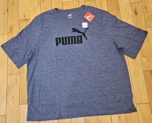 NWT PUMA Dry Cell Big Logo Heather Blue Peacoat T Shirt Mens 3XLT - Picture 1 of 8