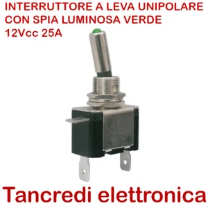 Interruttore a leva unipolare ON OFF terminali a saldare con spia luminosa verde - Picture 1 of 2