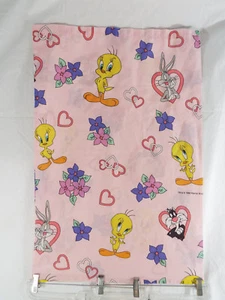 Funda de almohada usada vintage de Warner Bros rosa tweety del diablo chinches de Tasmania - Imagen 1 de 4