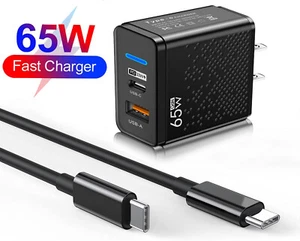 65W Type C USB Phone Charger For Samsung A54 A14 A23 A33 A32 5G A13 A16 A52 A03s - Picture 1 of 23