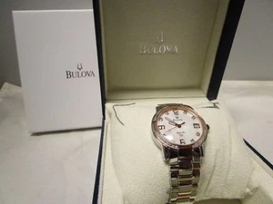 Bulova Women's Watch 98W14 diamond dial & bezel stainless & copper color plating - Picture 1 of 9