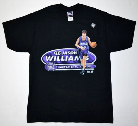 VINTAGE 90'S SACRAMENTO KINGS JASON WILLIAMS PRO PLAYER T-SHIRT SZ.M! NEW,Y2K,OG Cover