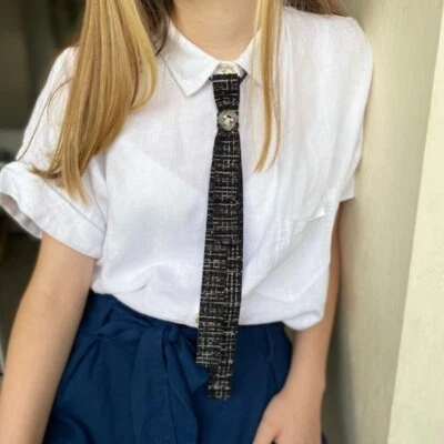 Handmade Black Tweed Bow Tie with Rhinestone Embellishment for Dapper Gentleman - Image 1 of 4