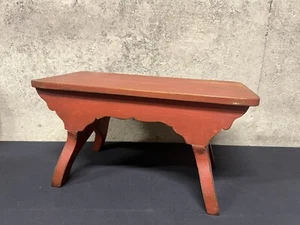Antique Painted Wood Primitive Step Stool Red - Picture 1 of 5