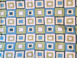 Kingsway Fabrics Mod Squad Turquoise Green Retro Squares 54" x 70" - Picture 1 of 5