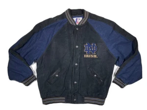 Notre Dame Jacket Men Large Fighting Irish Leather Wool Heavy Coat Letterman - Picture 1 of 14