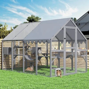 COZIWOW 9' Cat Catio Extra Large Catio Outdoor Cat Enclosure w/ 7 Platforms NEW - Picture 1 of 40