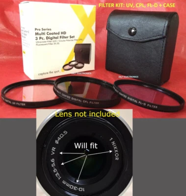 FILTER KIT 40.5mm CPL FLD UV for Nikon 1 NIKKOR VR 10-30mm f/3.5-5.6 CIRCULAR  - Image 1 of 4