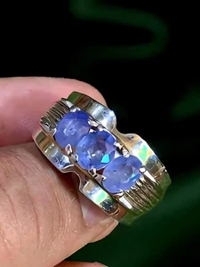 Ceylon Blue Sapphire Ring For Men, 925 Sterling Silver Ceylon Sapphire Ring Men, - Picture 1 of 5