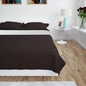 Zweiseitige Tagesdecke Gesteppt 230 x 260 cm Creme und Braun - Bild 1 von 3