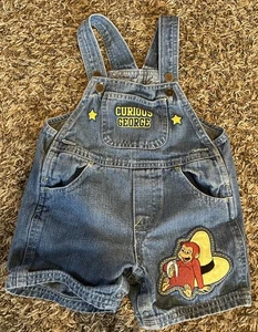 Vintage 90er Curious George Denim Overall Baby Größe 18 Monate Unisex TV Cartoon - Bild 1 von 3