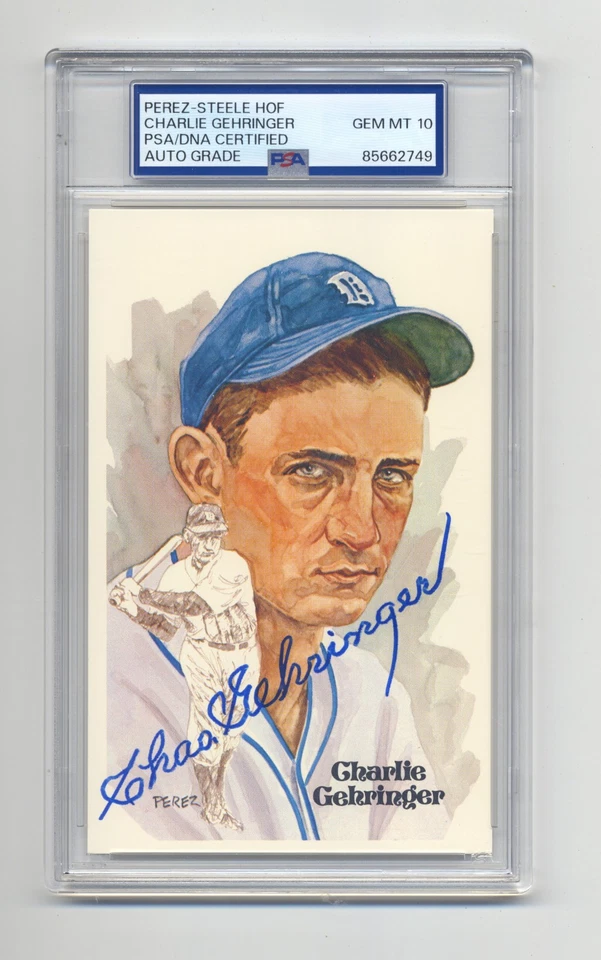 CHARLIE GEHRINGER   PSA/DNA GEM MINT 10 AUTOGRAPHED  PEREZ STEELE POST CARD - Image 1 of 1