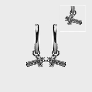 Neu Neu mit Etikett Stella Valle Silber Kreuz Anhänger & Huggie Ohrringe Schmuckset - Bild 1 von 3