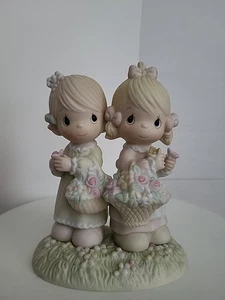 Precious Moments "To My Forever Friend" #100072 Vintage 1985 Two Girls W/Flowers - Picture 1 of 4