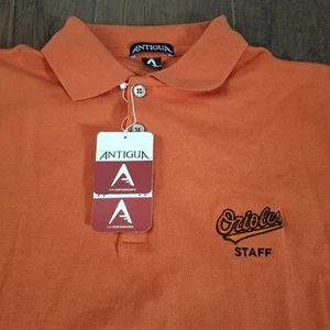 Antigua Baltimore Orioles Staff Golf Polo Shirt Mens Small - Orange NWT - Picture 1 of 6